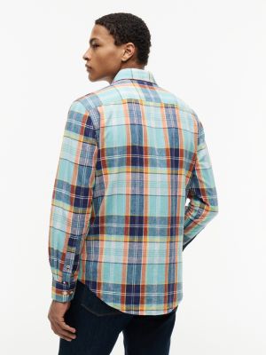 Мужские рубашки Tommy Hilfiger Regular Fit Madras Linen-Blend Shirt — фото 4