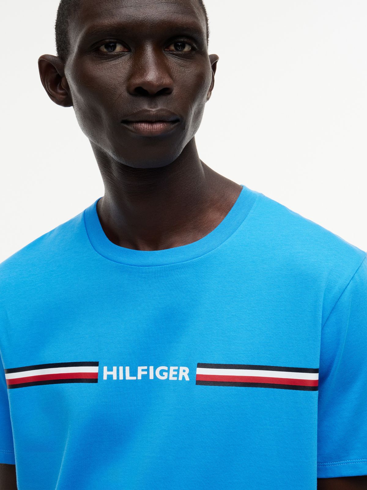 Hilfiger Signature Stripe Logo T-Shirt — Deep Sky Blue
