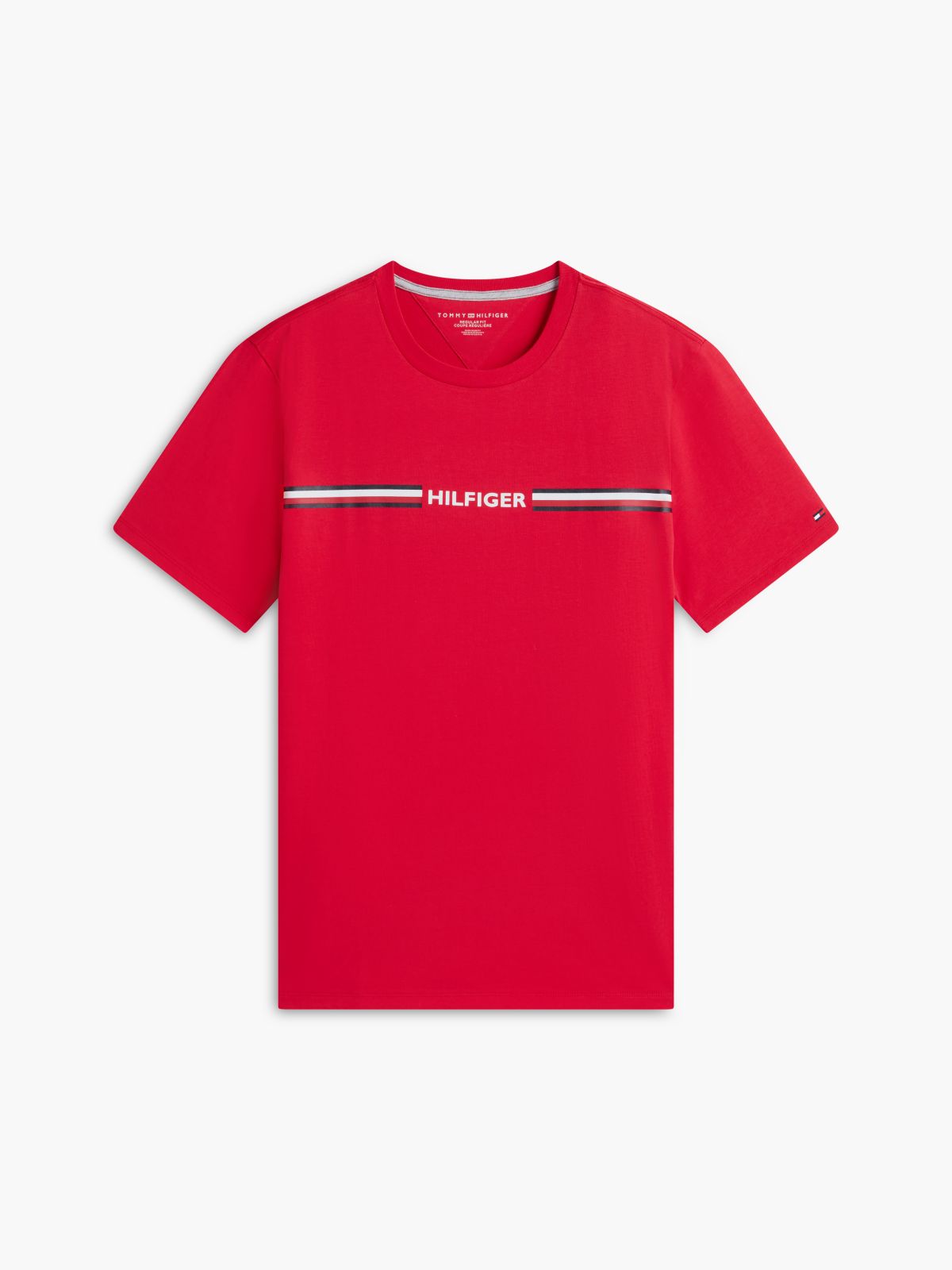 Hilfiger Signature Stripe Logo T-Shirt — Primary Red