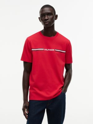 Hilfiger Signature Stripe Logo T-Shirt, Primary Red