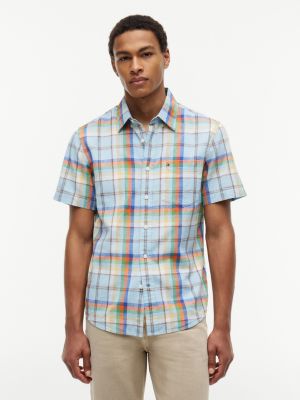 Regular Fit Plaid Linen-Blend Shirt, Rain Dance Multi