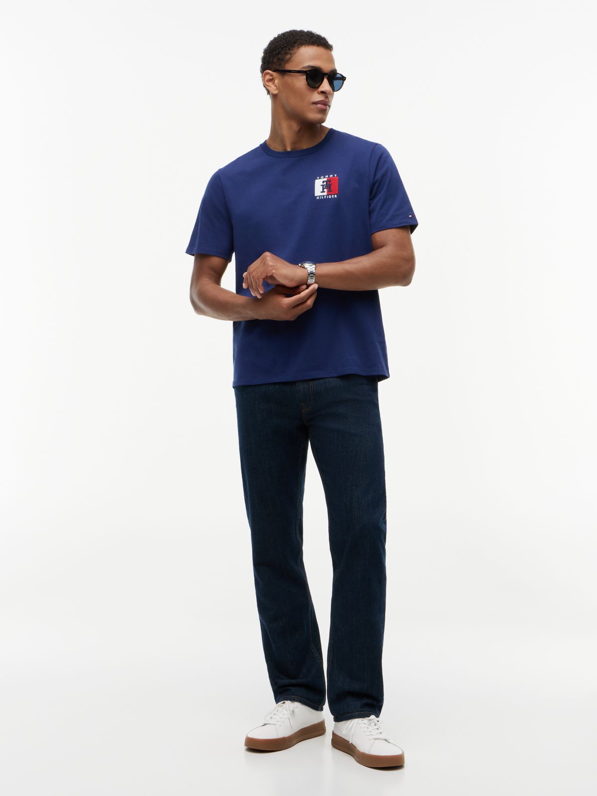 Two-Tone Flag Logo T-Shirt — Navy