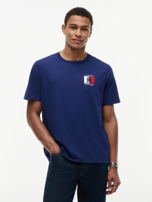 Two-Tone Flag Logo T-Shirt, Navy