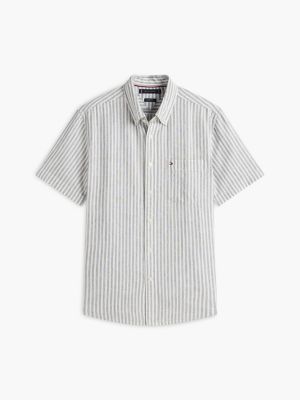 Мужские рубашки Tommy Hilfiger Regular Fit Striped Linen-Blend Shirt — фото 5