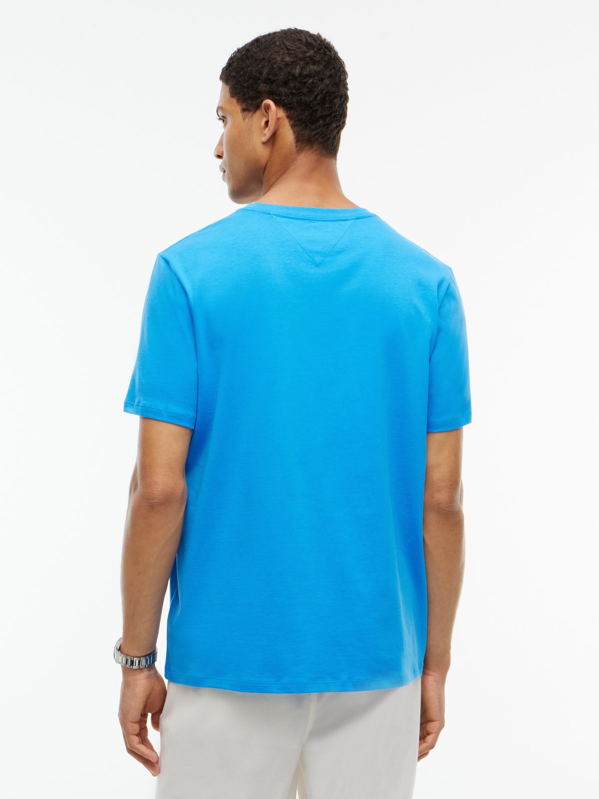 Vertical Hilfiger Logo T-Shirt — Deep Sky Blue