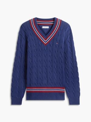 Мужской свитер Tommy Hilfiger Relaxed Fit Cable Knit Cricket, цвет: Тёмно-синий — фото 5