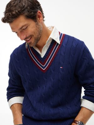 Мужской свитер Tommy Hilfiger Relaxed Fit Cable Knit Cricket, цвет: Тёмно-синий — фото 3