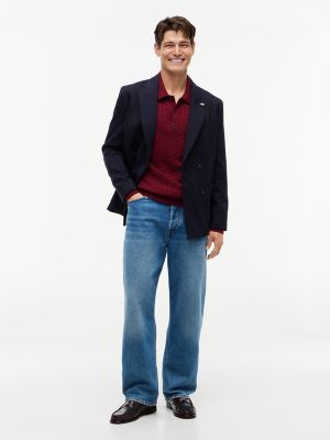 Мужские рубашки Tommy Hilfiger Long-Sleeve Cable Knit Sweater Polo, цвет: Бордовый — фото 2