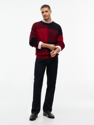 Мужской свитер Tommy Hilfiger Relaxed Buffalo Check Wool-Blend, цвет: Красный — фото 2