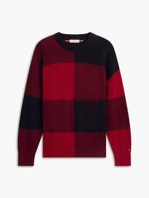 Мужской свитер Tommy Hilfiger Relaxed Buffalo Check Wool-Blend, цвет: Красный — фото 5