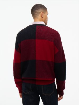 Мужской свитер Tommy Hilfiger Relaxed Buffalo Check Wool-Blend, цвет: Красный — фото 4