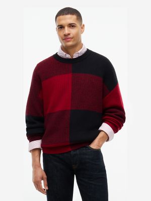 Relaxed Buffalo Check Wool-Blend Sweater, Regatta Red
