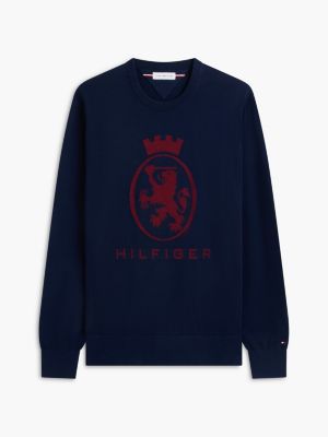 Мужской свитер Tommy Hilfiger Crest Logo Crewneck, цвет: Карбоновый тёмно-синий — фото 5