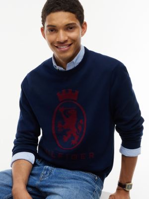 Мужской свитер Tommy Hilfiger Crest Logo Crewneck, цвет: Карбоновый тёмно-синий — фото 3