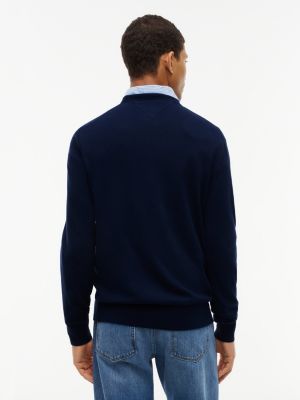 Мужской свитер Tommy Hilfiger Crest Logo Crewneck, цвет: Карбоновый тёмно-синий — фото 4