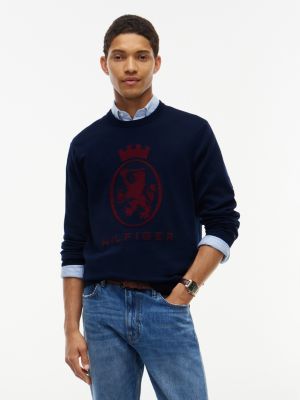 Crest Logo Crewneck Sweater, Carbon Navy