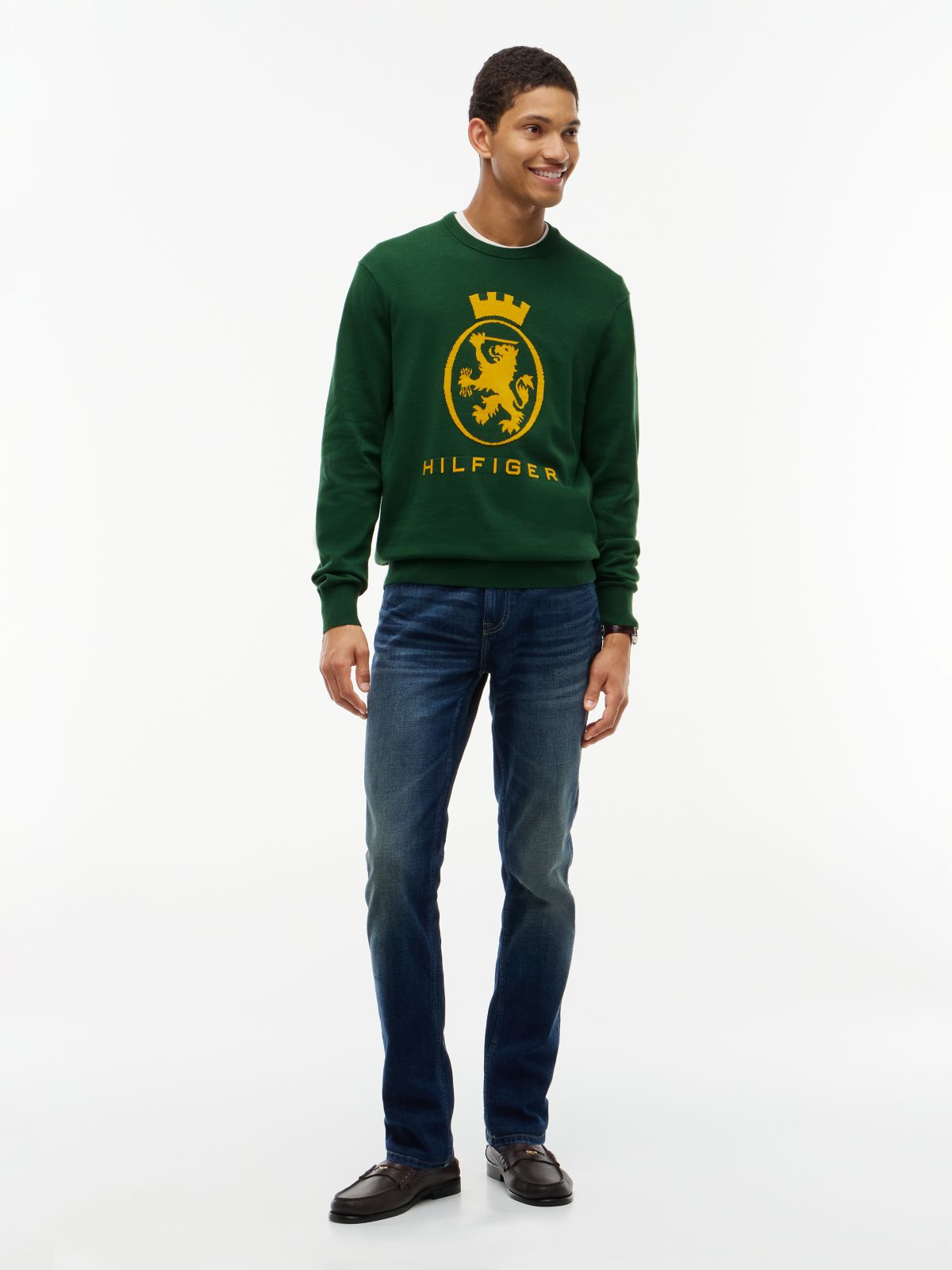 Crest Logo Crewneck Sweater — Deep Evergreen