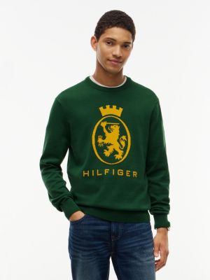 Crest Logo Crewneck Sweater, Deep Evergreen