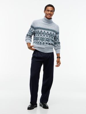 Мужской топ Tommy Hilfiger Relaxed Fair Isle Wool-Blend Turtleneck, цвет: Насыщенный серый — фото 2