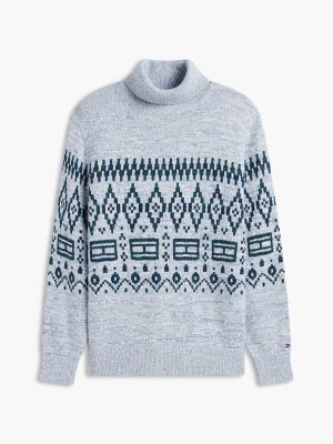 Мужской топ Tommy Hilfiger Relaxed Fair Isle Wool-Blend Turtleneck, цвет: Насыщенный серый — фото 5