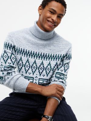 Мужской топ Tommy Hilfiger Relaxed Fair Isle Wool-Blend Turtleneck, цвет: Насыщенный серый — фото 3