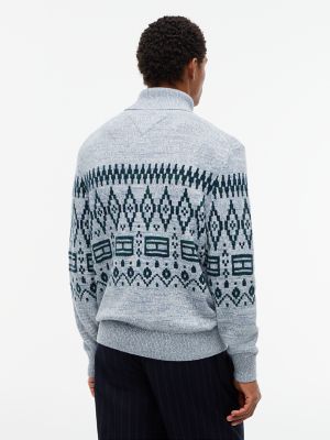 Мужской топ Tommy Hilfiger Relaxed Fair Isle Wool-Blend Turtleneck, цвет: Насыщенный серый — фото 4