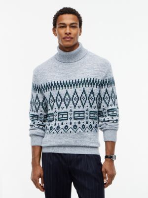 Мужской топ Tommy Hilfiger Relaxed Fair Isle Wool-Blend Turtleneck, цвет: Насыщенный серый — фото 1