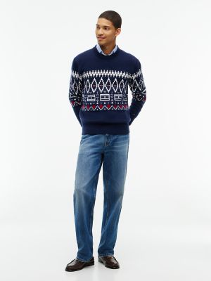 Мужской свитер Tommy Hilfiger Relaxed Fair Isle Crewneck, цвет: Карбоновый тёмно-синий — фото 2