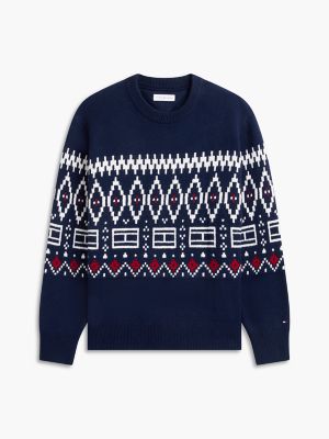 Мужской свитер Tommy Hilfiger Relaxed Fair Isle Crewneck, цвет: Карбоновый тёмно-синий — фото 5