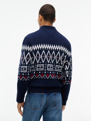 Мужской свитер Tommy Hilfiger Relaxed Fair Isle Crewneck, цвет: Карбоновый тёмно-синий — фото 4