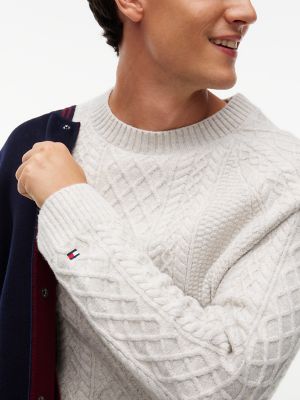 Мужской свитер Tommy Hilfiger Fisherman Cable Knit, цвет: Бежевый — фото 3