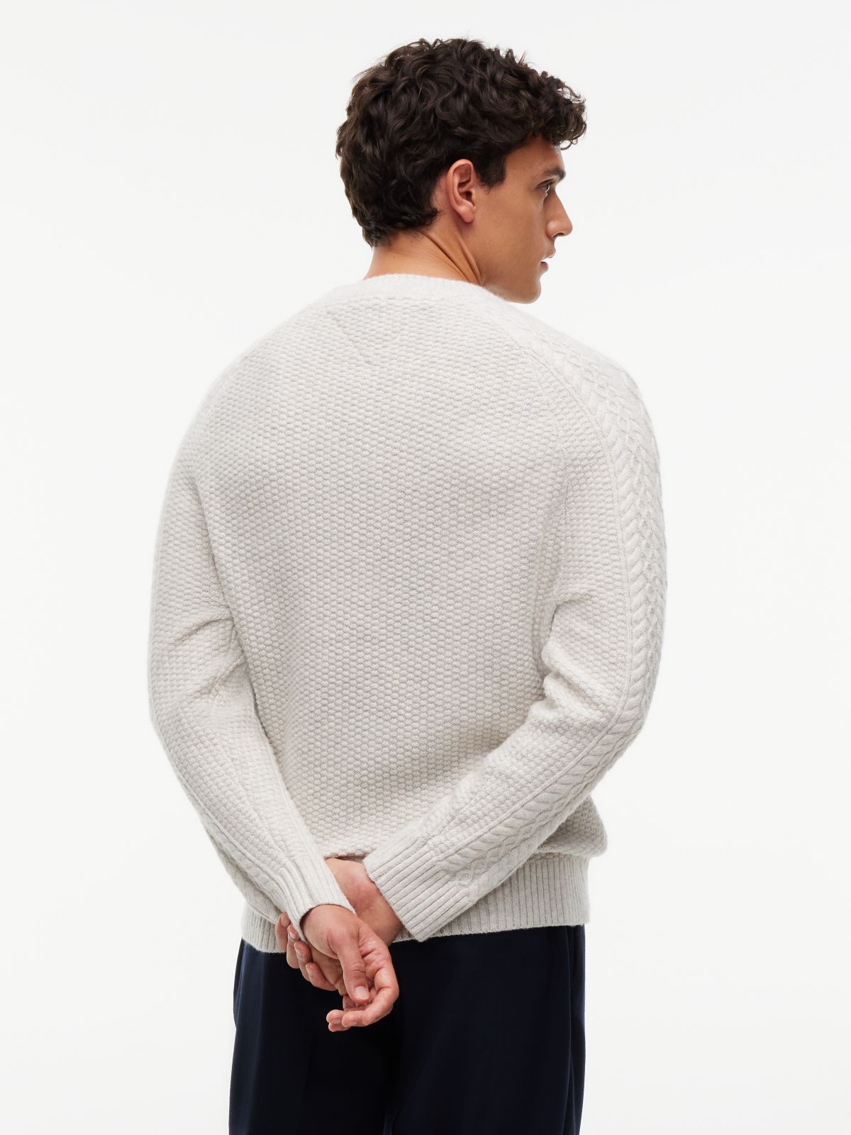 Fisherman Cable Knit Sweater — Beige