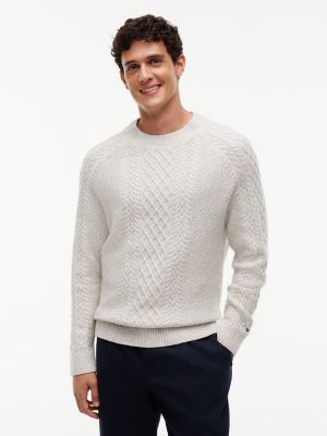 Fisherman Cable Knit Sweater, Beige