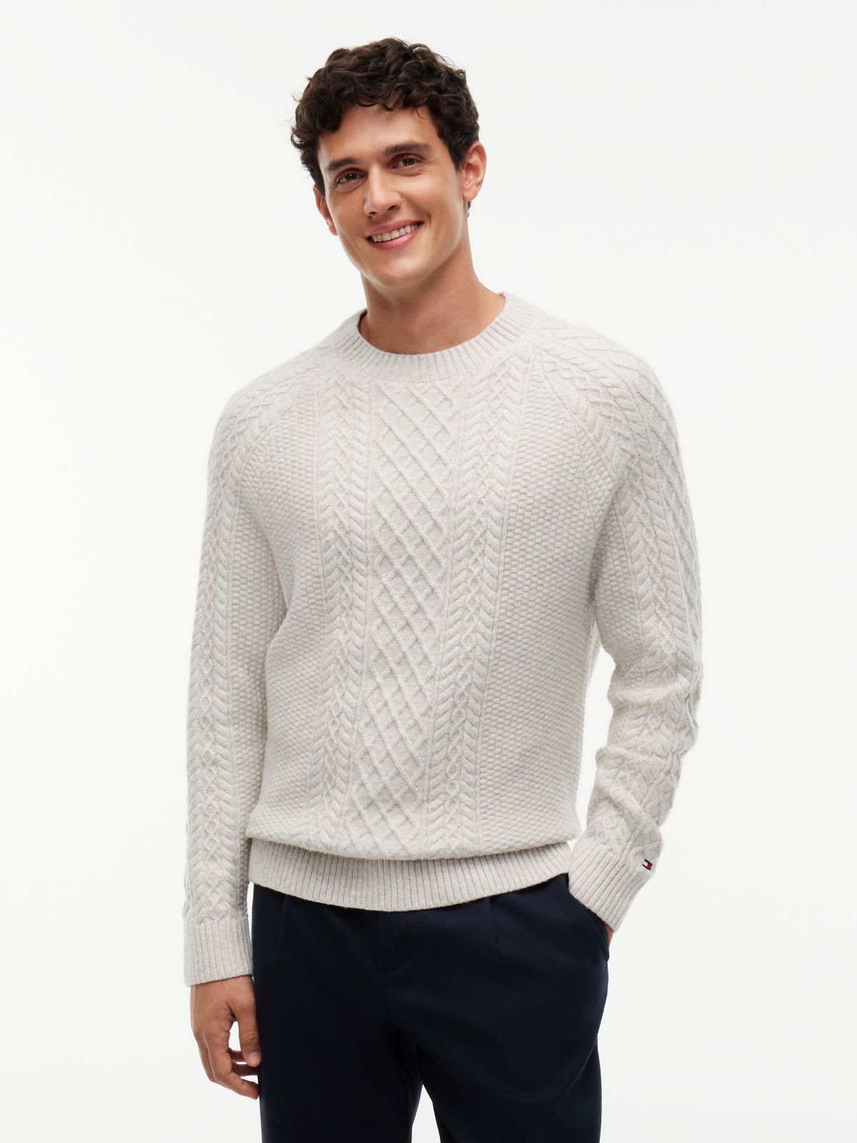 Fisherman Cable Knit Sweater — Beige