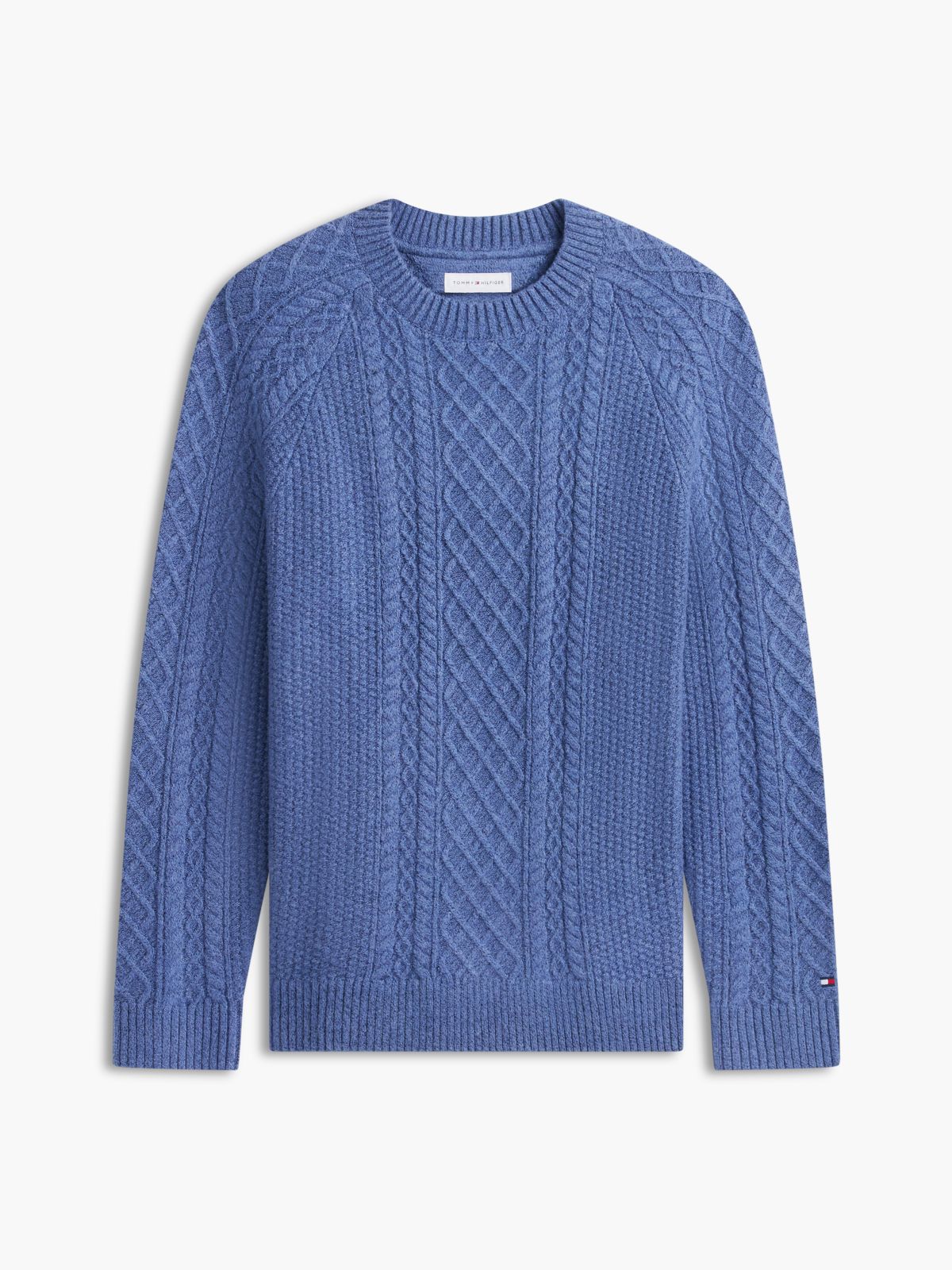 Fisherman Cable Knit Sweater — Dusty Blue