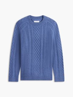 Fisherman Cable Knit Sweater — Dusty Blue 5