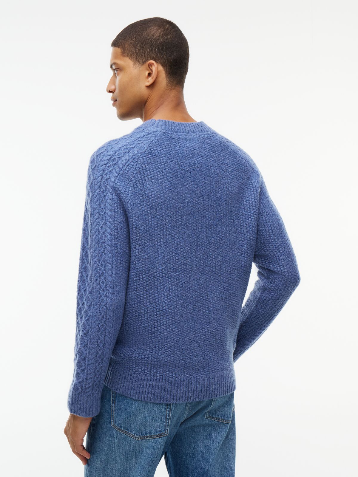 Fisherman Cable Knit Sweater — Dusty Blue