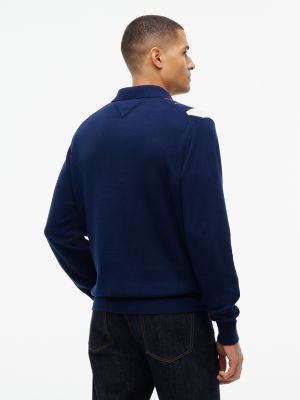 Мужские рубашки Tommy Hilfiger Argyle Sweater Polo, цвет: Карбоновый тёмно-синий — фото 4