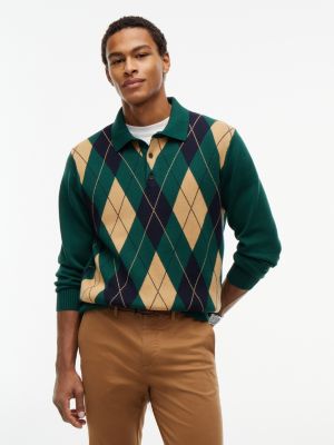 Argyle Sweater Polo, Ornamental Green