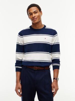 Rugby Stripe Crewneck Sweater, Carbon Navy