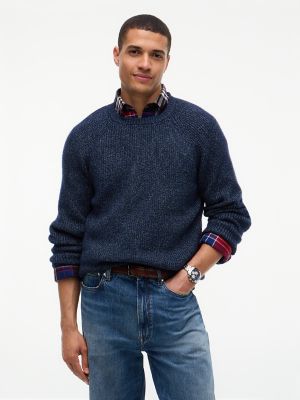 Relaxed Donegal Shaker Knit Sweater, Carbon Navy