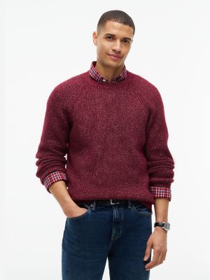 Relaxed Donegal Shaker Knit Sweater, Burgundy