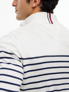 Striped Quarter-Zip Sweater — White/Navy Stripe 3
