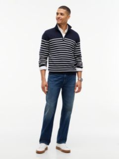 Striped Quarter-Zip Sweater — Navy/White Stripe 2