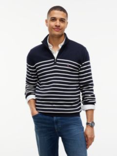 Striped Quarter-Zip Sweater — Navy/White Stripe 1