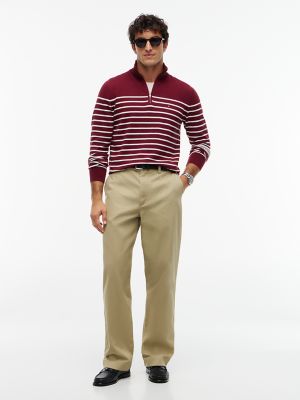 Мужской свитер Tommy Hilfiger Striped Quarter-Zip, цвет: Бордовый / Белый полосатый — фото 2