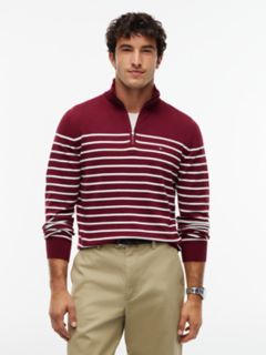 Striped Quarter-Zip Sweater — Burgundy / White Stripe 1