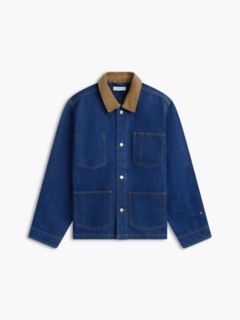 Corduroy Trim Denim Chore Jacket — Dark Wash 6