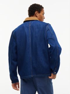 Corduroy Trim Denim Chore Jacket — Dark Wash 5