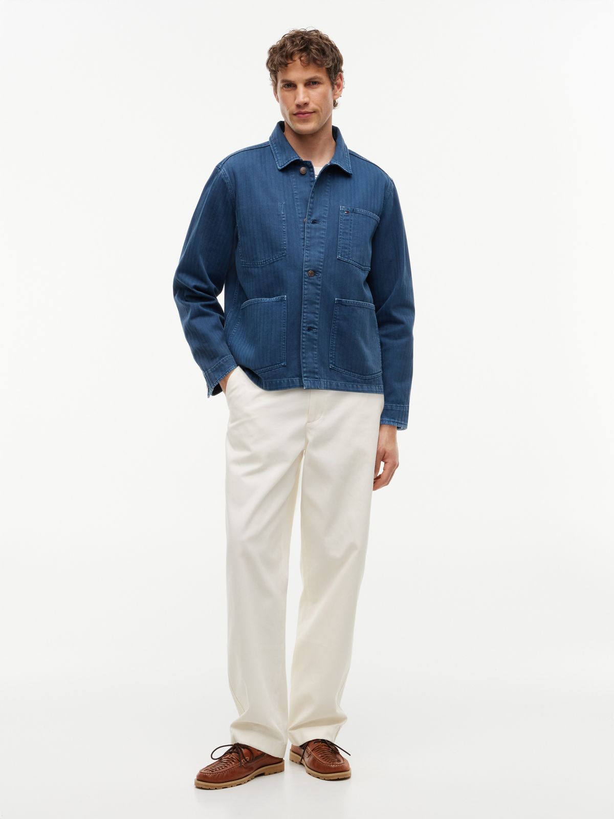 Garment-Dyed Herringbone Chore Jacket — Indigo Blue